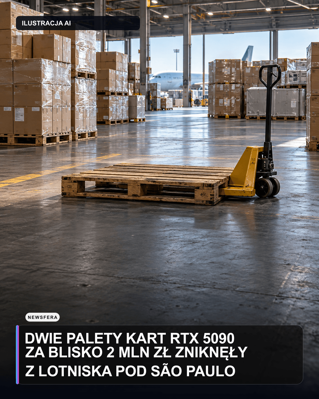 Dwie palety kart RTX 5090 za blisko 2 mln zł zniknęły z lotniska pod São Paulo