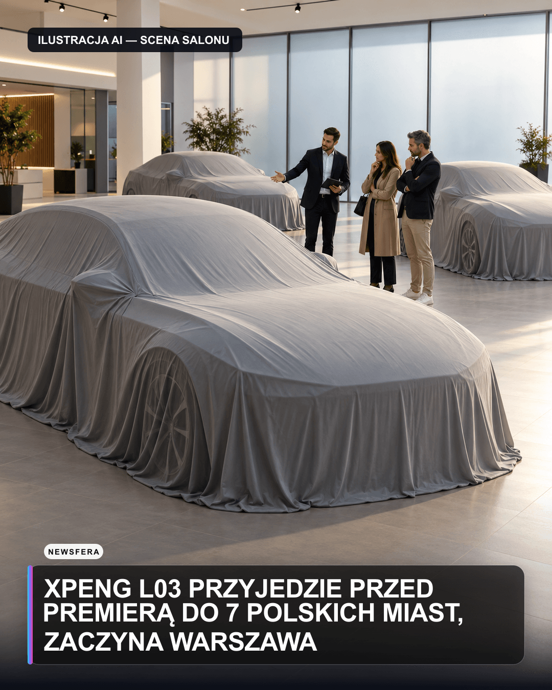Xpeng L03 przyjedzie przed premierą do 7 polskich miast, zaczyna Warszawa