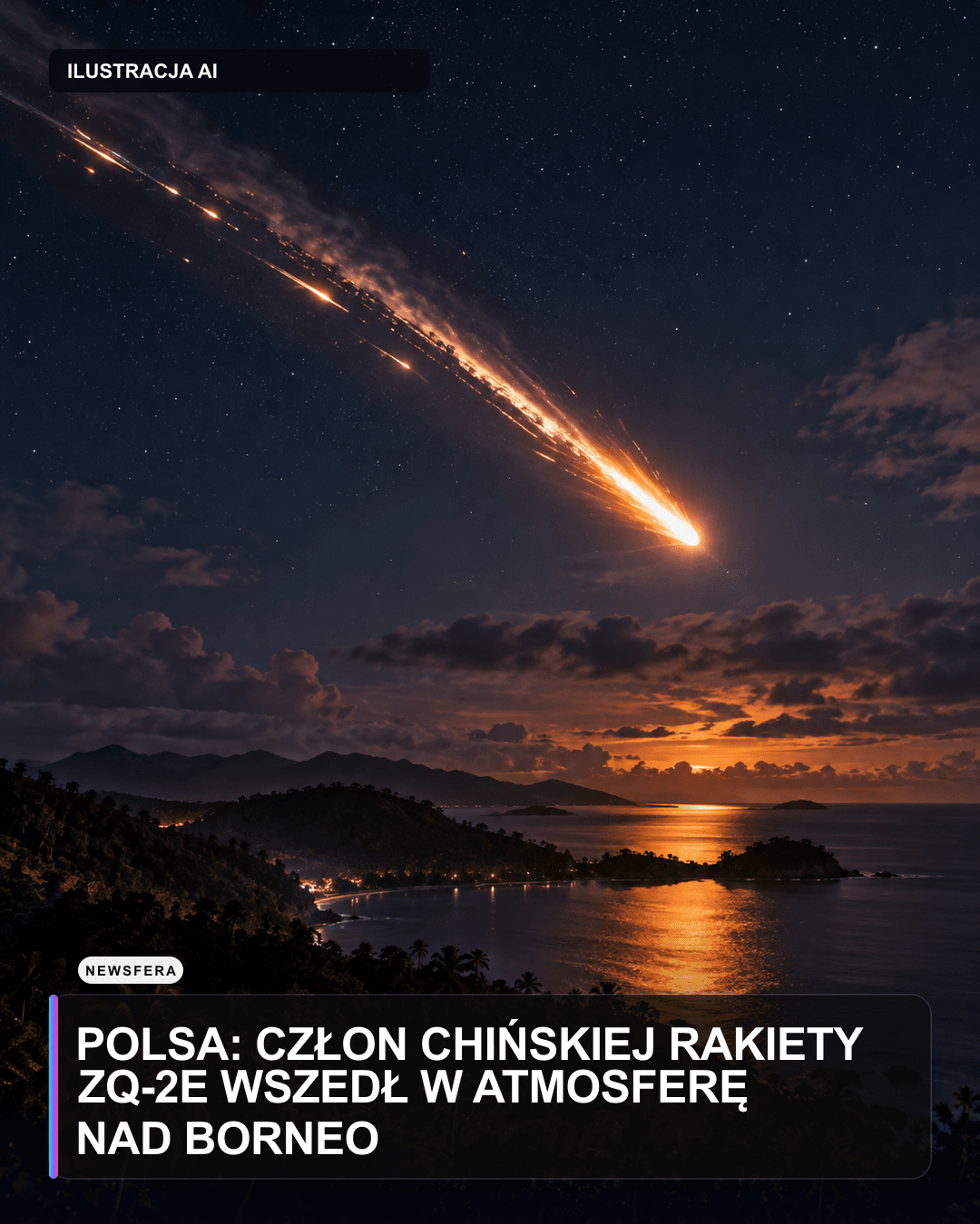 POLSA: człon chińskiej rakiety ZQ-2E wszedł w atmosferę nad Borneo
