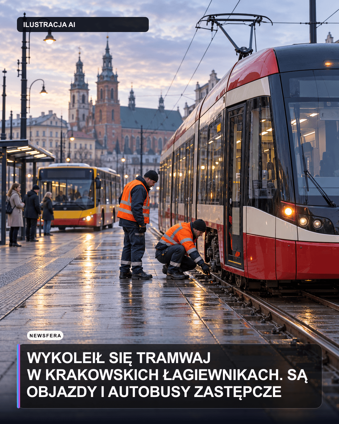 Wykoleił się tramwaj w krakowskich Łagiewnikach. Są objazdy i autobusy zastępcze