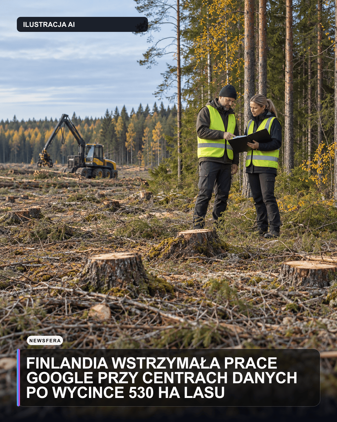 Finlandia wstrzymała prace Google przy centrach danych po wycince 530 ha lasu