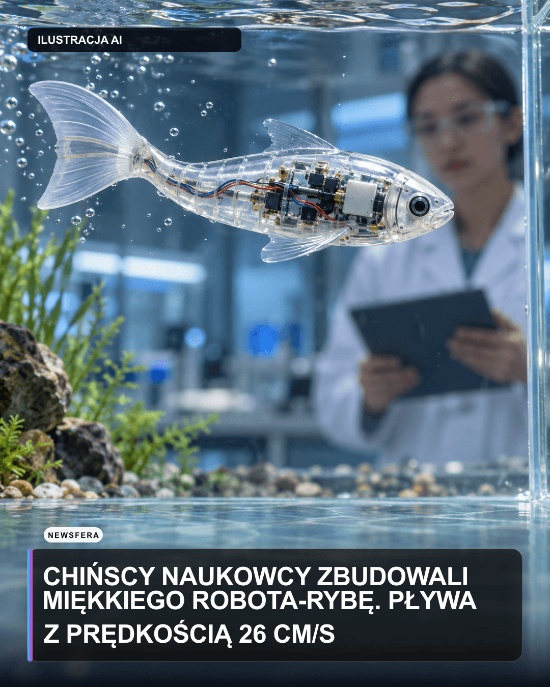 Chińscy naukowcy zbudowali miękkiego robota-rybę. Pływa z prędkością 26 cm/s