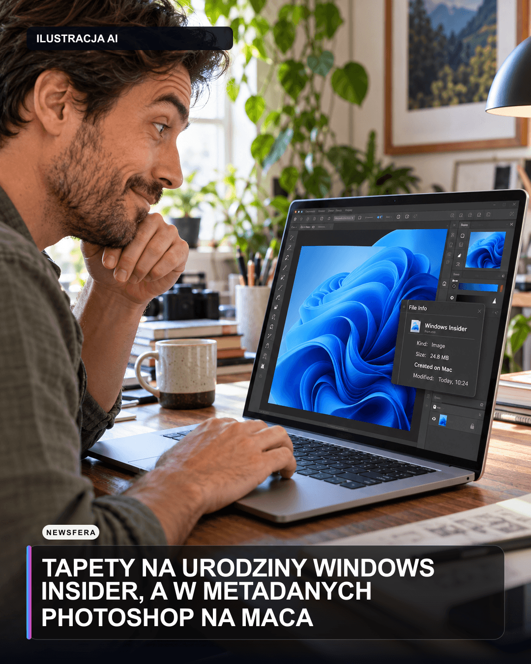 Tapety na urodziny Windows Insider, a w metadanych Photoshop na Maca